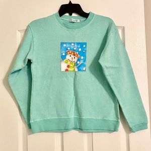 Fresh Produce Snowman Graphic Green Heathered Swearshirt M